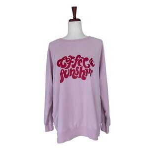 Wildfox Women's Medium Sweater "Coffee and Sunshine" Pink Casual Lounge Preppy